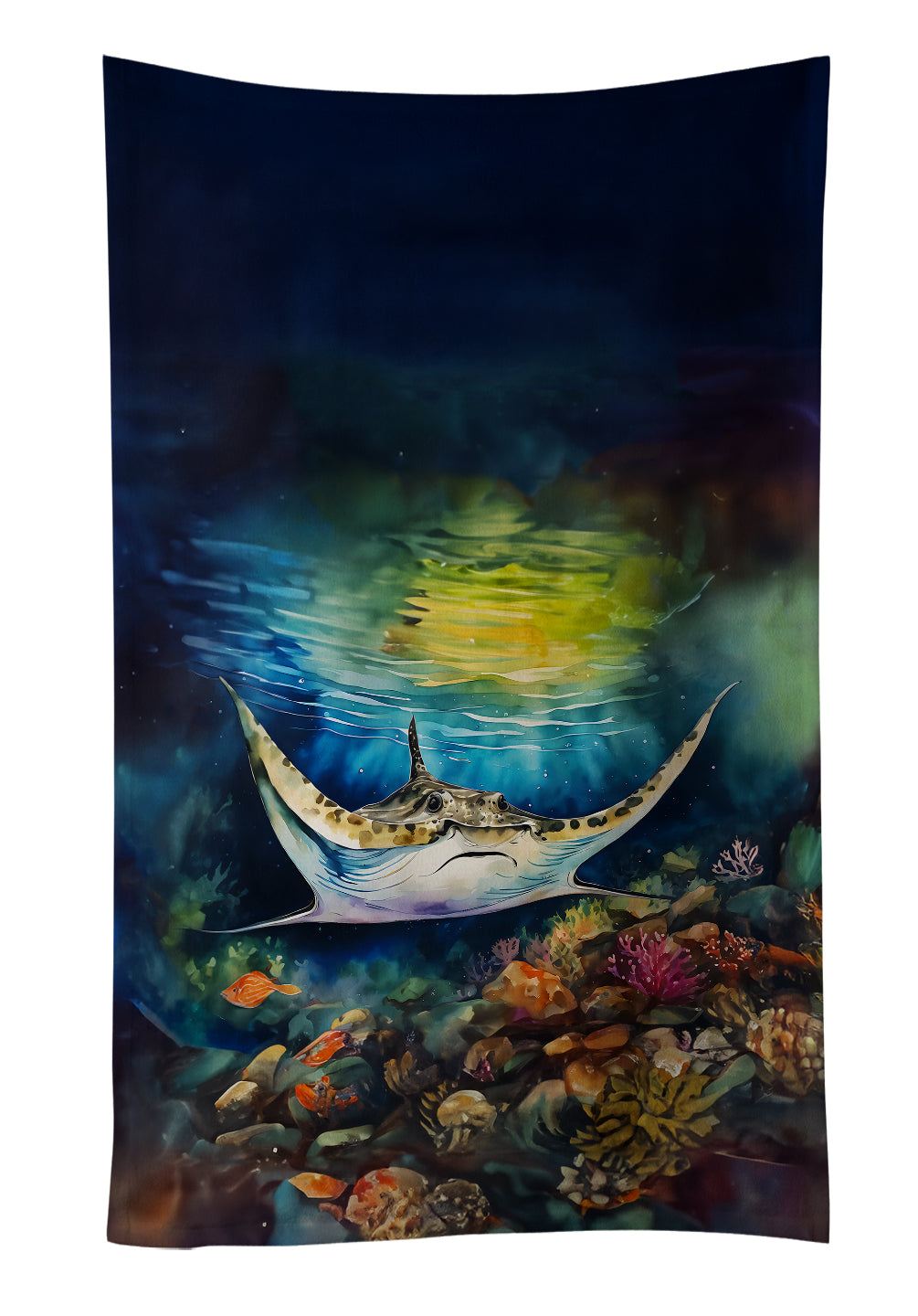 Sting Ray Kitchen Towel Velour Plush Front and Cotton Loop Back Machine Washable