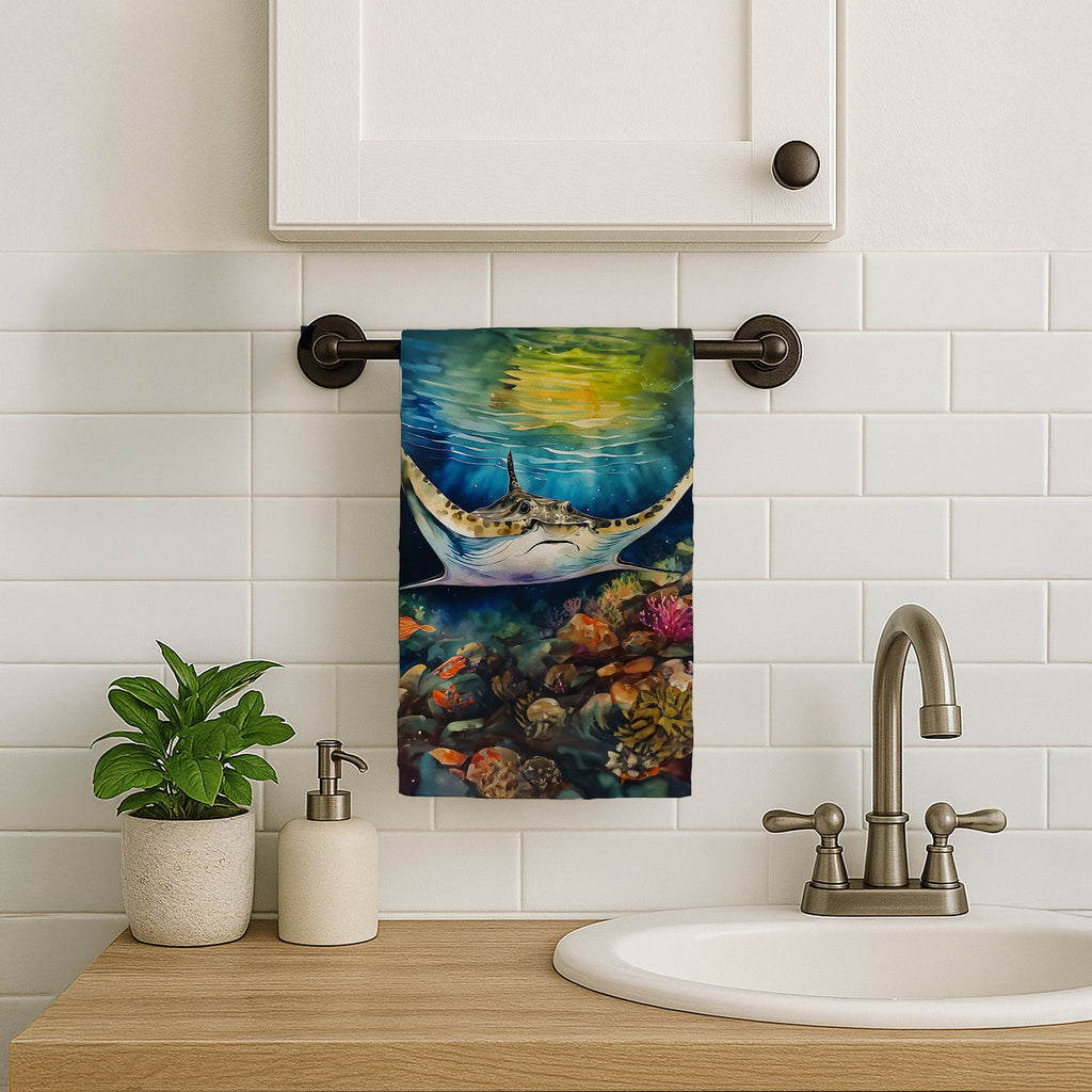 Sting Ray Kitchen Towel Velour Plush Front and Cotton Loop Back Machine Washable
