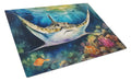 Sting Ray Cutting Board Tempered Glass Kitchen Cutting Surface, Heat Resistant Chopping, Non-Slip Feet, Food Prep & Serving