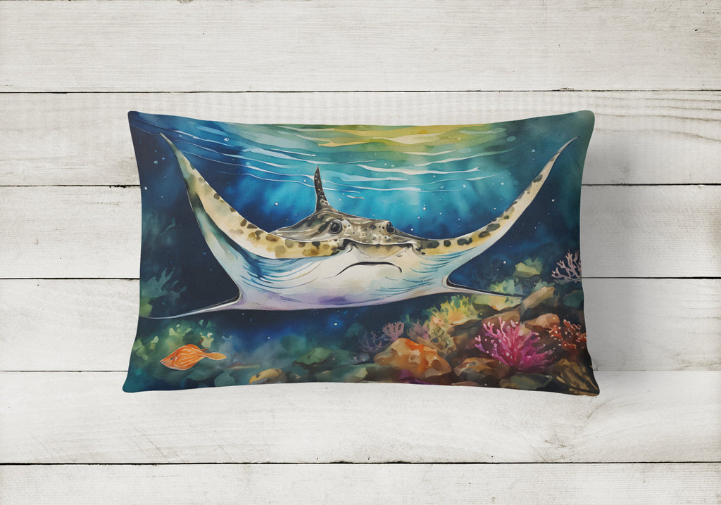 Sting Ray Decorative Throw Pillow 12x16 Indoor Outdoor Accent Cushion, Fabric Cover with Insert for Sofa, Bed, Porch & Living Room