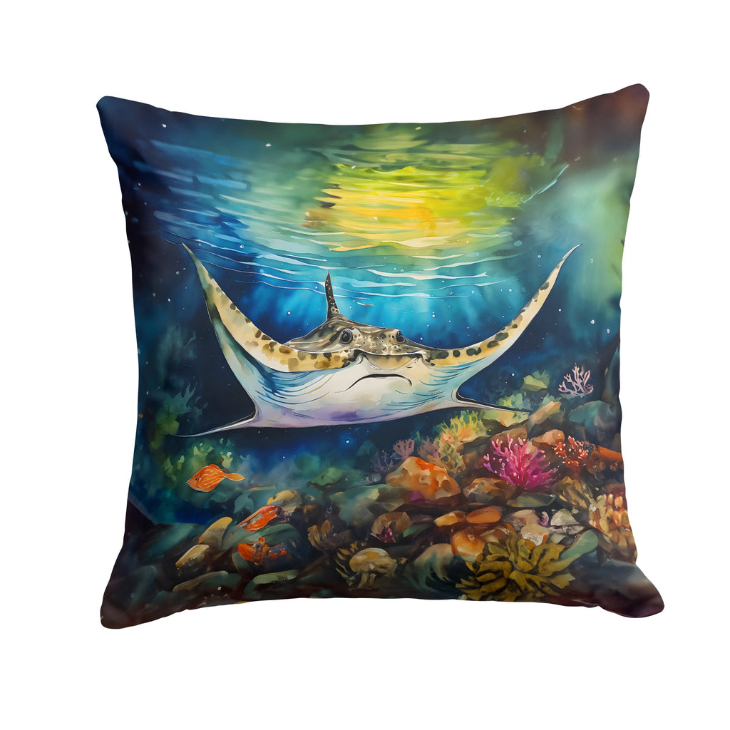 Sting Ray Decorative Throw Pillow 18x18 Indoor Outdoor Accent Cushion, Fabric Cover with Insert for Sofa, Bed, Porch & Living Room