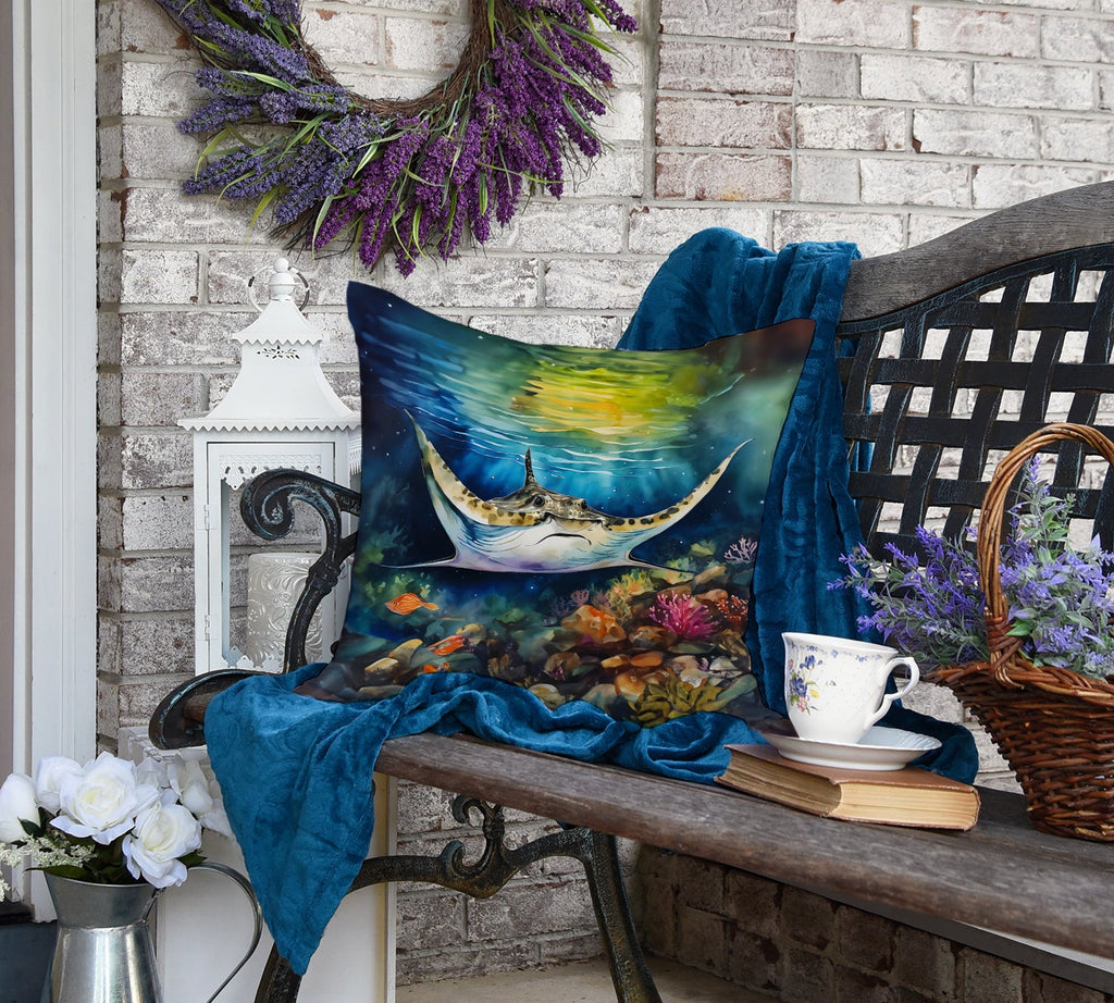 Sting Ray Decorative Throw Pillow 18x18 Indoor Outdoor Accent Cushion, Fabric Cover with Insert for Sofa, Bed, Porch & Living Room