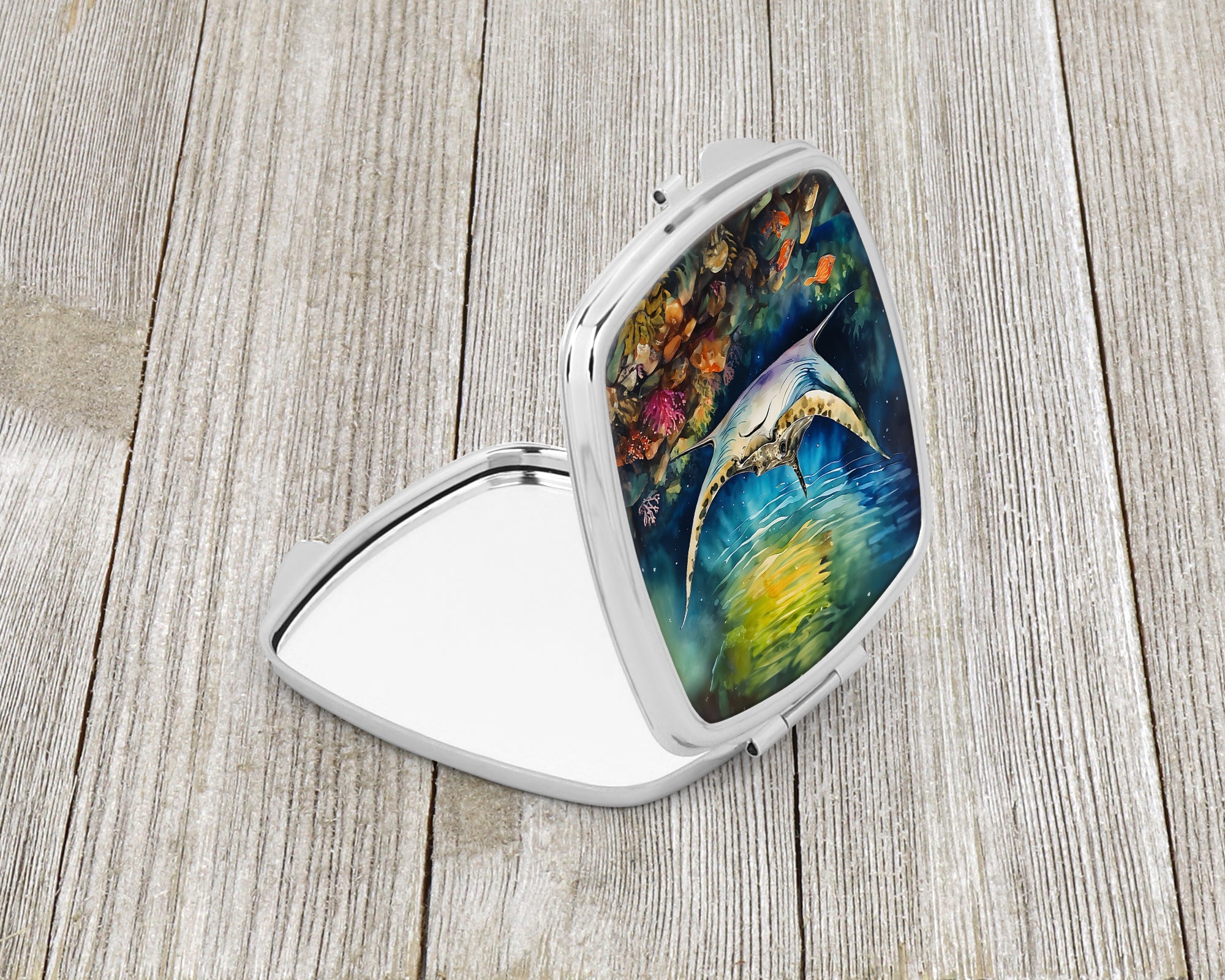 Sting Ray Compact Mirror Decorative Travel Makeup Mirror for Women Girls Gifts Pocket Makeup Mirror Folding Handheld