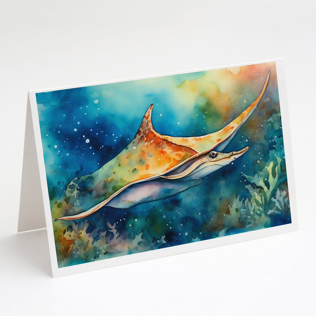 Sting Ray Greeting Cards Pack of 8 Blank Cards with Envelopes Whimsical A7 Size 5x7