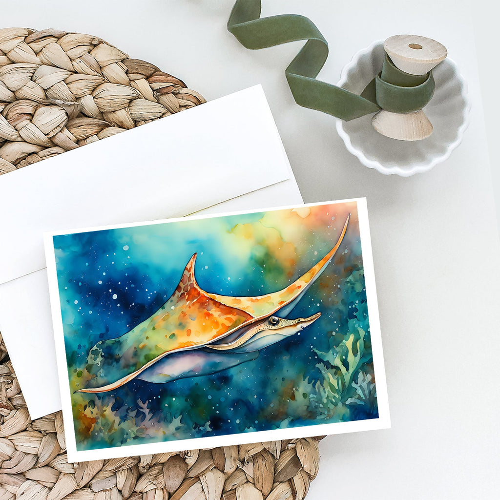 Sting Ray Greeting Cards Pack of 8 Blank Cards with Envelopes Whimsical A7 Size 5x7
