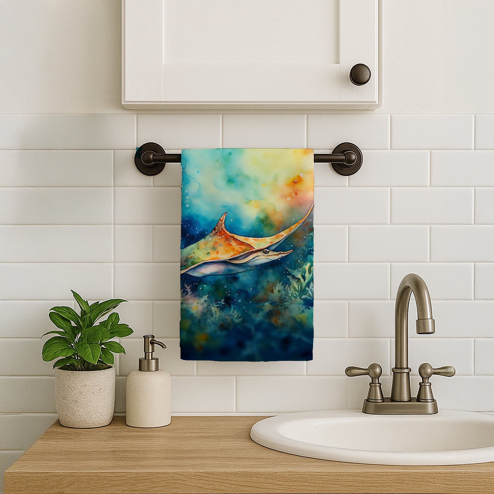 Sting Ray Kitchen Towel Velour Plush Front and Cotton Loop Back Machine Washable