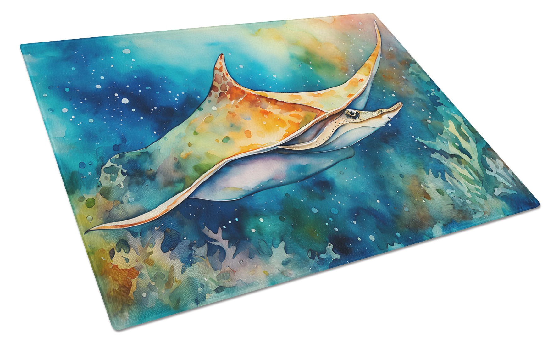 Sting Ray Cutting Board Tempered Glass Kitchen Cutting Surface, Heat Resistant Chopping, Non-Slip Feet, Food Prep & Serving