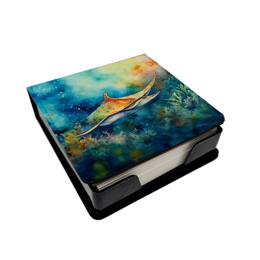 Sting Ray PU Leather Note Paper Holder with Artist-Designed Cover, Desk Accessory, Office Gift