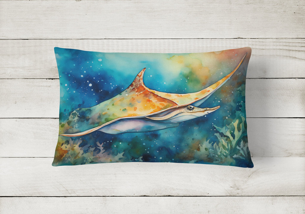 Sting Ray Decorative Throw Pillow 12x16 Indoor Outdoor Accent Cushion, Fabric Cover with Insert for Sofa, Bed, Porch & Living Room
