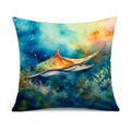 Sting Ray Decorative Throw Pillow 14x14 Indoor Outdoor Accent Cushion, Fabric Cover with Insert for Sofa, Bed, Porch & Living Room