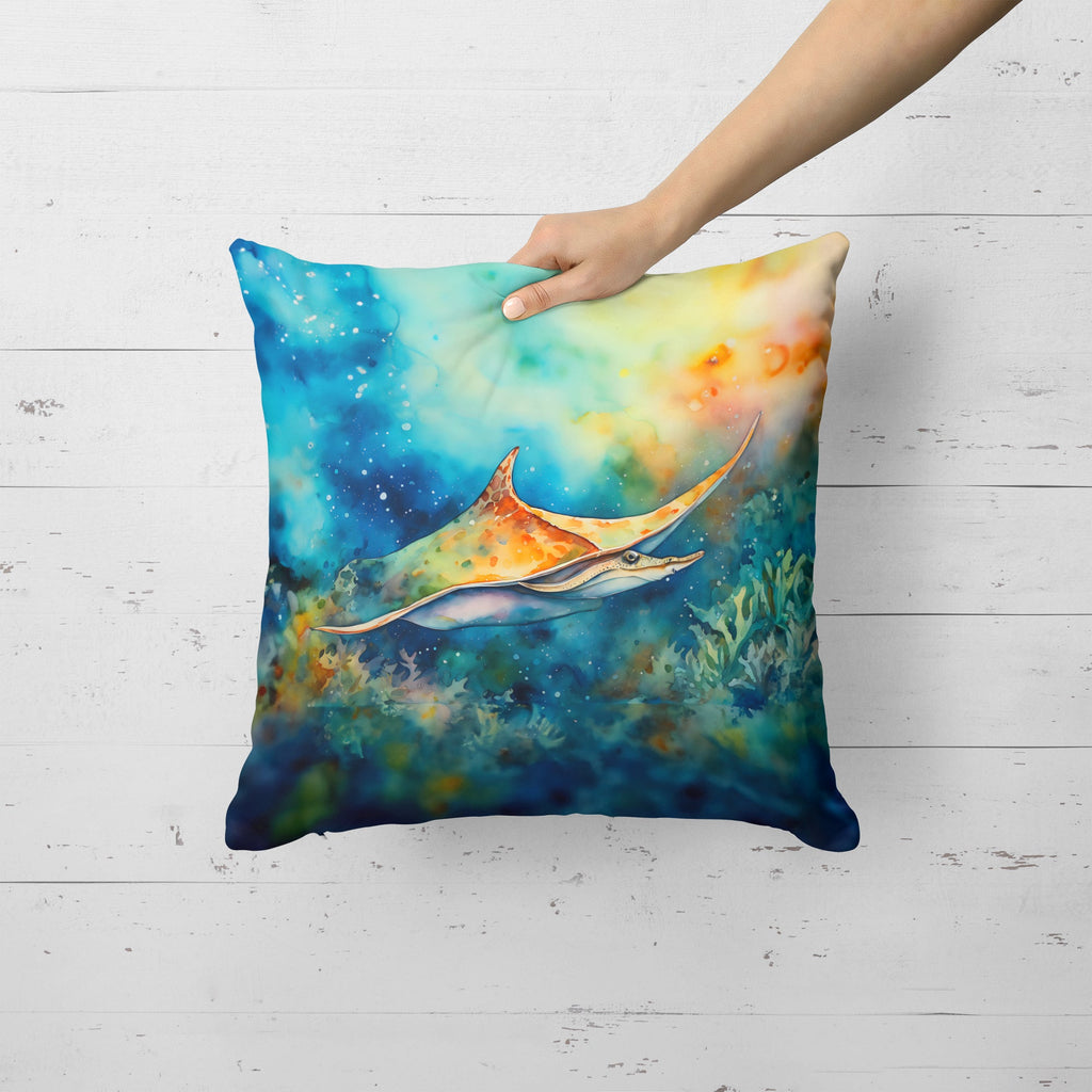 Sting Ray Decorative Throw Pillow 18x18 Indoor Outdoor Accent Cushion, Fabric Cover with Insert for Sofa, Bed, Porch & Living Room