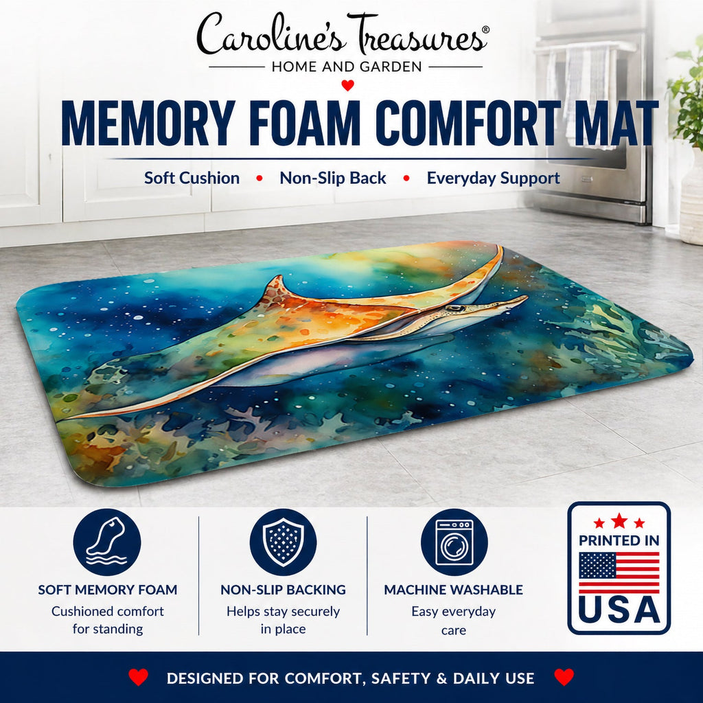 Sting Ray Memory Foam Kitchen Mat Machine Washable Anti-Fatigue Cushion Comfort Bath or Kitchen Rug