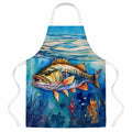 Striped Bass Apron Cooking Kitchen Server Baking Crafts Gardening for Adult Women Men, Unisex, Large, Multicolor
