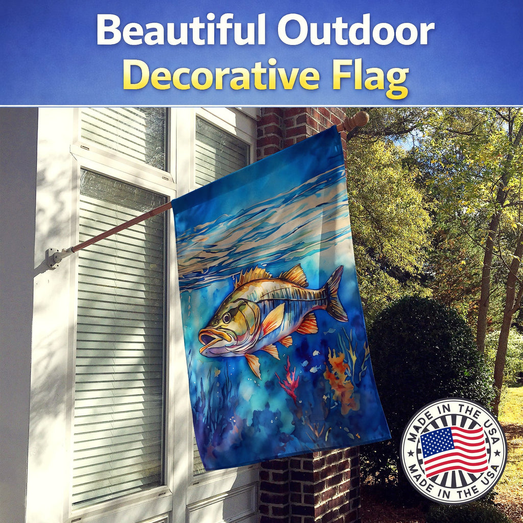 Striped Bass House Flag 28x40 Porch Sleeve Pole Decorative Outside Yard Banner Artwork Wall Hanging, Polyester