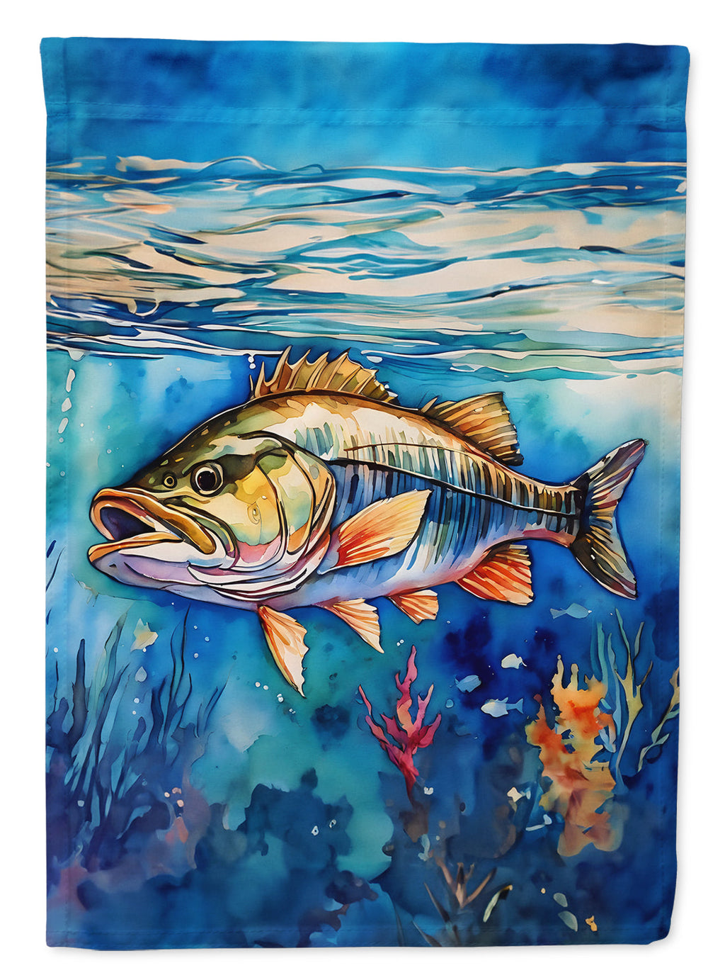 Striped Bass House Flag 28x40 Porch Sleeve Pole Decorative Outside Yard Banner Artwork Wall Hanging, Polyester