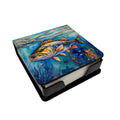 Striped Bass PU Leather Note Paper Holder with Artist-Designed Cover, Desk Accessory, Office Gift