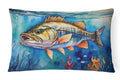 Striped Bass Decorative Throw Pillow 12x16 Indoor Outdoor Accent Cushion, Fabric Cover with Insert for Sofa, Bed, Porch & Living Room