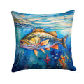 Striped Bass Decorative Throw Pillow 18x18 Indoor Outdoor Accent Cushion, Fabric Cover with Insert for Sofa, Bed, Porch & Living Room