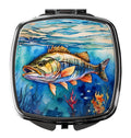 Striped Bass Compact Mirror Decorative Travel Makeup Mirror for Women Girls Gifts Pocket Makeup Mirror Folding Handheld