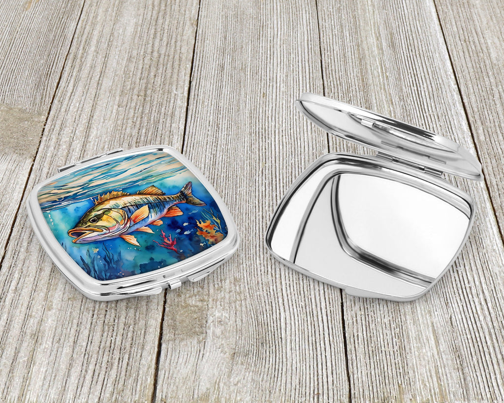 Striped Bass Compact Mirror Decorative Travel Makeup Mirror for Women Girls Gifts Pocket Makeup Mirror Folding Handheld