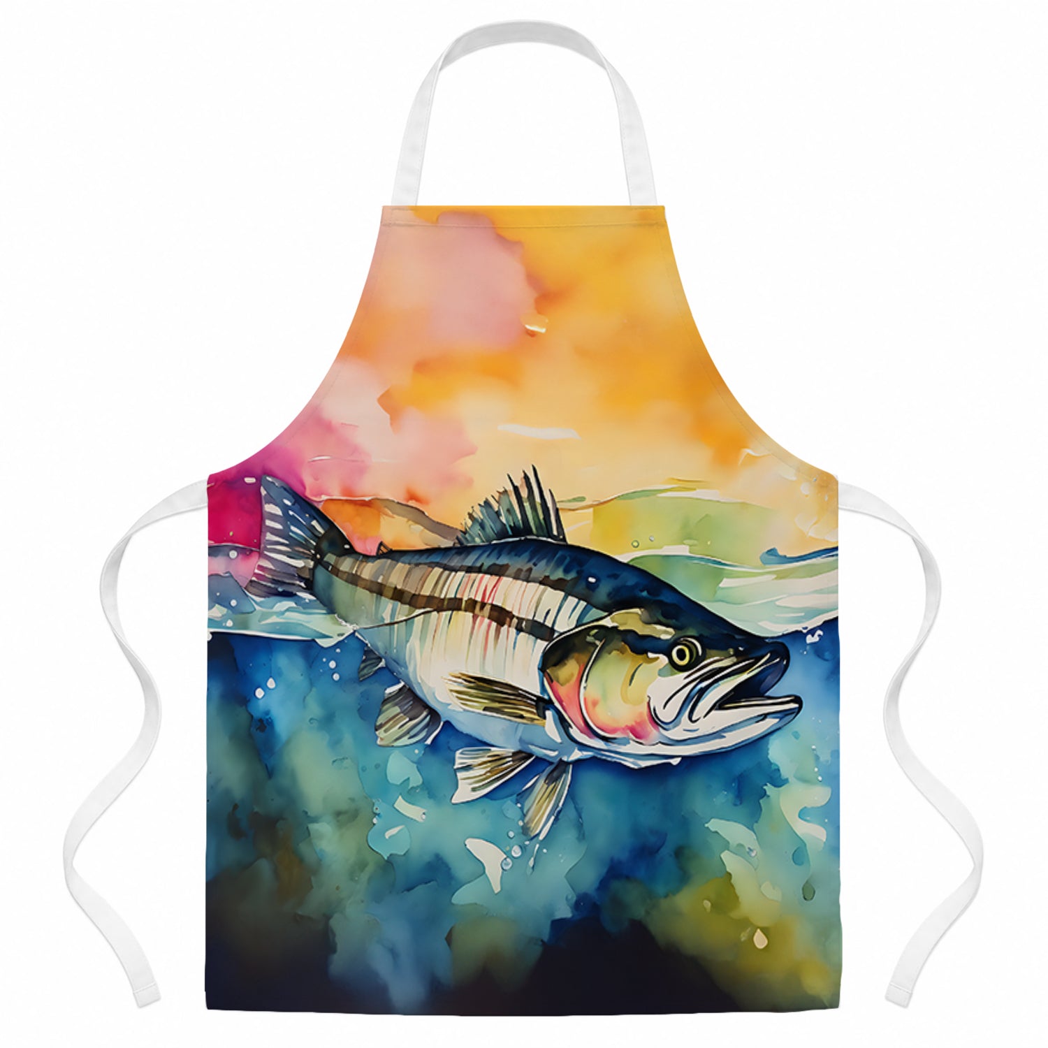 Striped Bass Apron Cooking Kitchen Server Baking Crafts Gardening for Adult Women Men, Unisex, Large, Multicolor