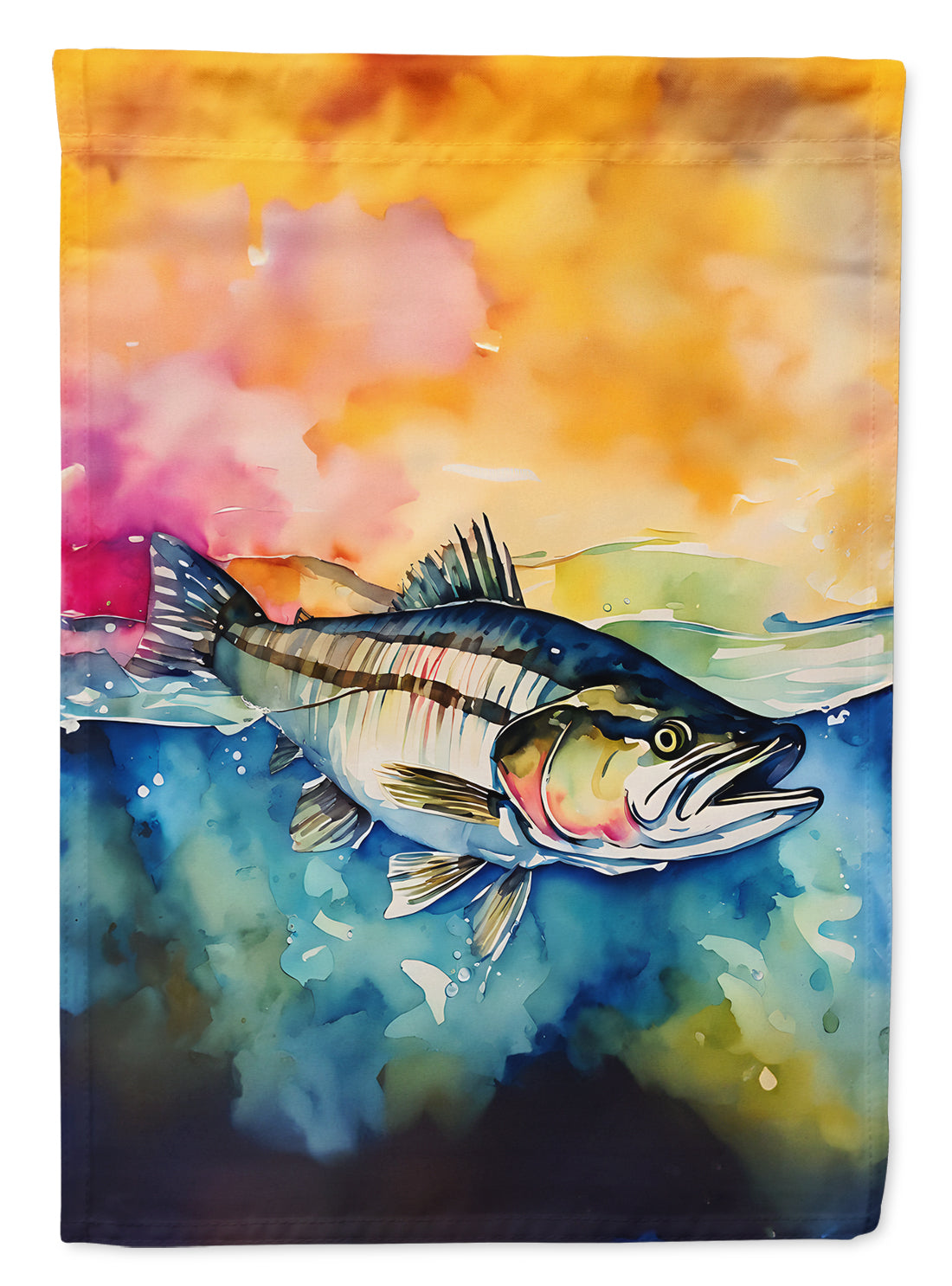 Striped Bass House Flag 28x40 Porch Sleeve Pole Decorative Outside Yard Banner Artwork Wall Hanging, Polyester