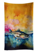 Striped Bass Kitchen Towel Velour Plush Front and Cotton Loop Back Machine Washable