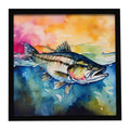 Striped Bass Framed Metal Print Bathroom, Kitchen, Office, Home Decor Wall Art Ready to Hang, Square, 8X8