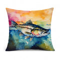 Striped Bass Decorative Throw Pillow 14x14 Indoor Outdoor Accent Cushion, Fabric Cover with Insert for Sofa, Bed, Porch & Living Room
