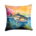 Striped Bass Decorative Throw Pillow 18x18 Indoor Outdoor Accent Cushion, Fabric Cover with Insert for Sofa, Bed, Porch & Living Room