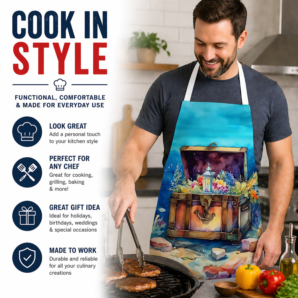 Treasure Chest Apron Cooking Kitchen Server Baking Crafts Gardening for Adult Women Men, Unisex, Large, Multicolor
