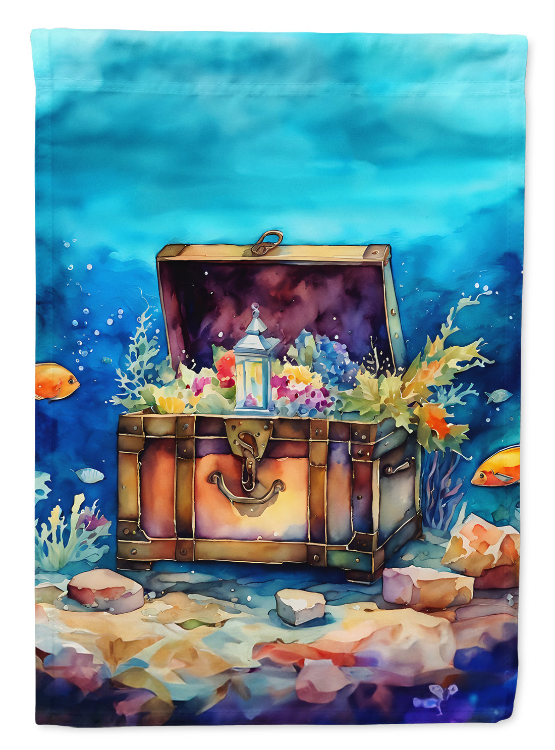 Treasure Chest House Flag 28x40 Porch Sleeve Pole Decorative Outside Yard Banner Artwork Wall Hanging, Polyester