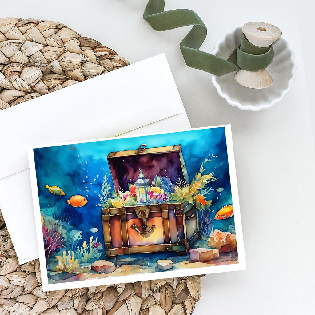 Treasure Chest Greeting Cards Pack of 8 Blank Cards with Envelopes Whimsical A7 Size 5x7