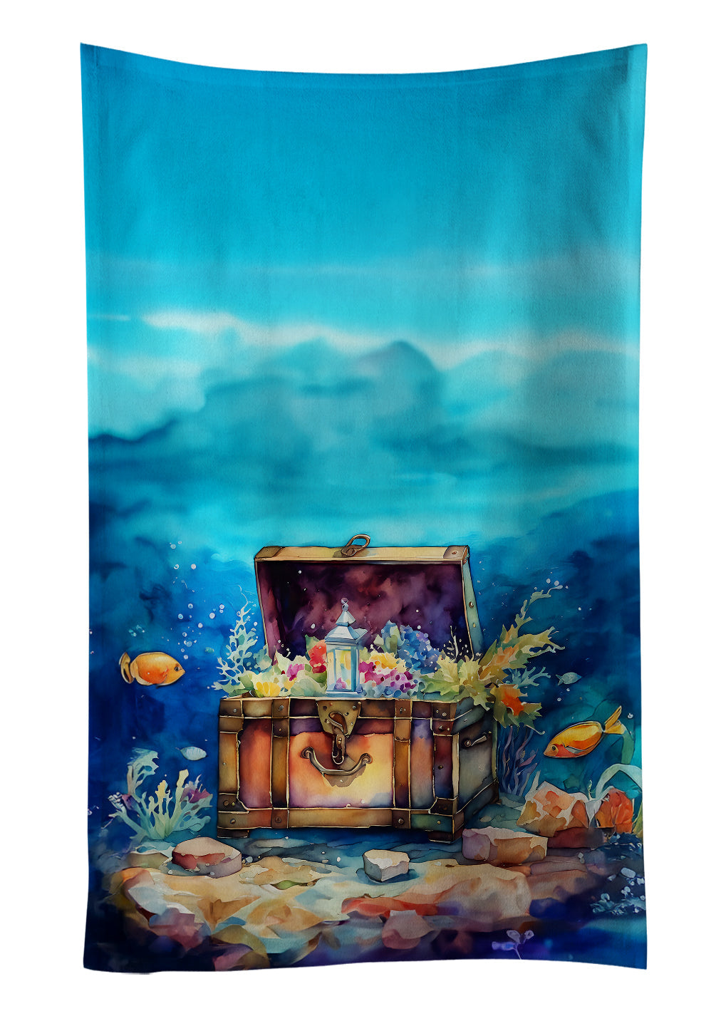 Treasure Chest Kitchen Towel Velour Plush Front and Cotton Loop Back Machine Washable