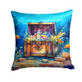 Treasure Chest Decorative Throw Pillow 18x18 Indoor Outdoor Accent Cushion, Fabric Cover with Insert for Sofa, Bed, Porch & Living Room