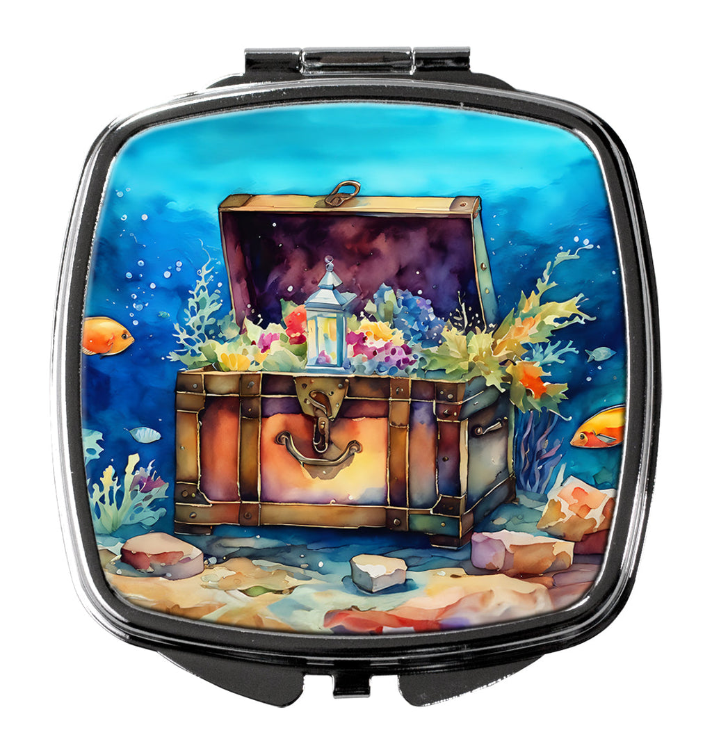 Treasure Chest Compact Mirror Decorative Travel Makeup Mirror for Women Girls Gifts Pocket Makeup Mirror Folding Handheld