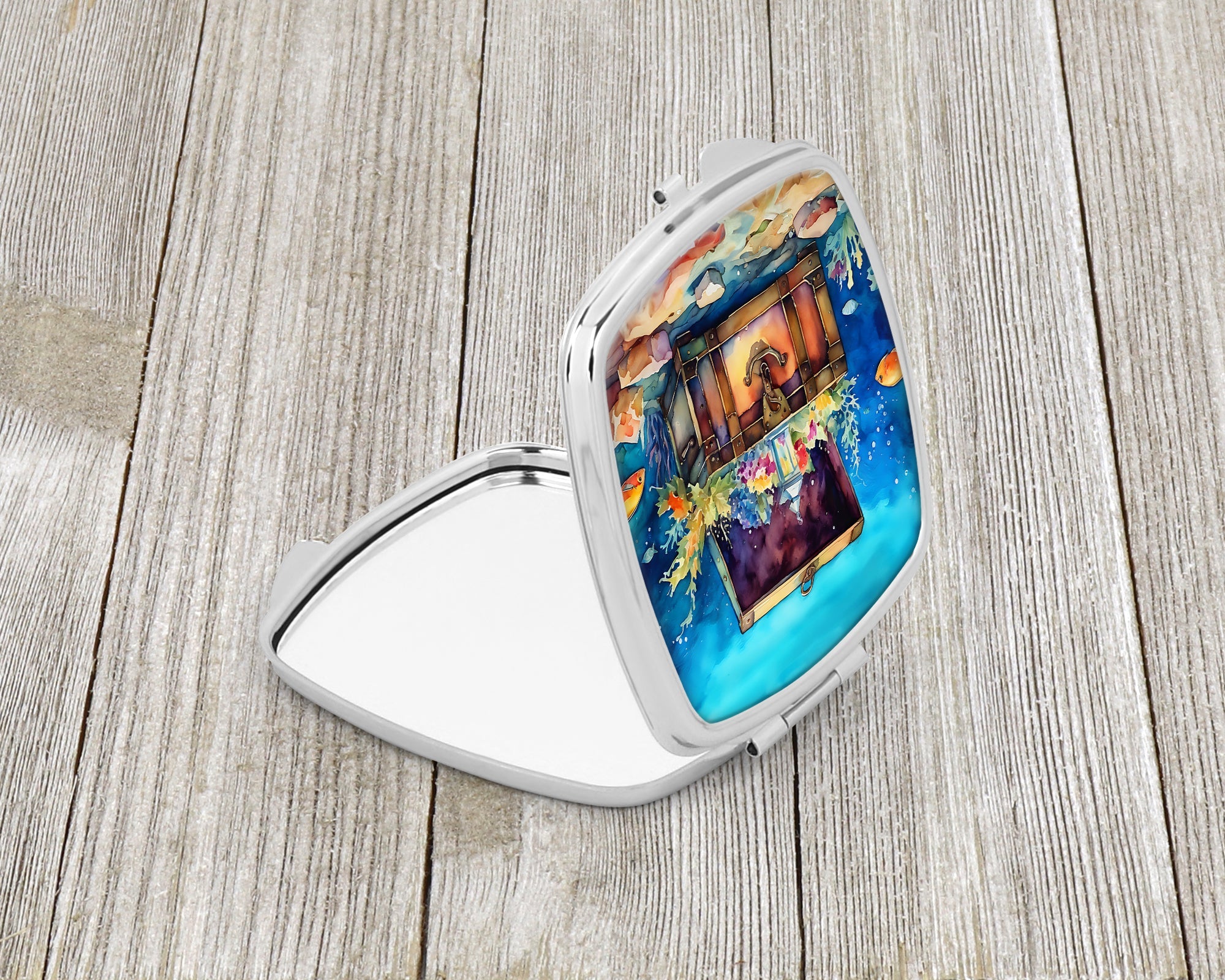 Treasure Chest Compact Mirror Decorative Travel Makeup Mirror for Women Girls Gifts Pocket Makeup Mirror Folding Handheld