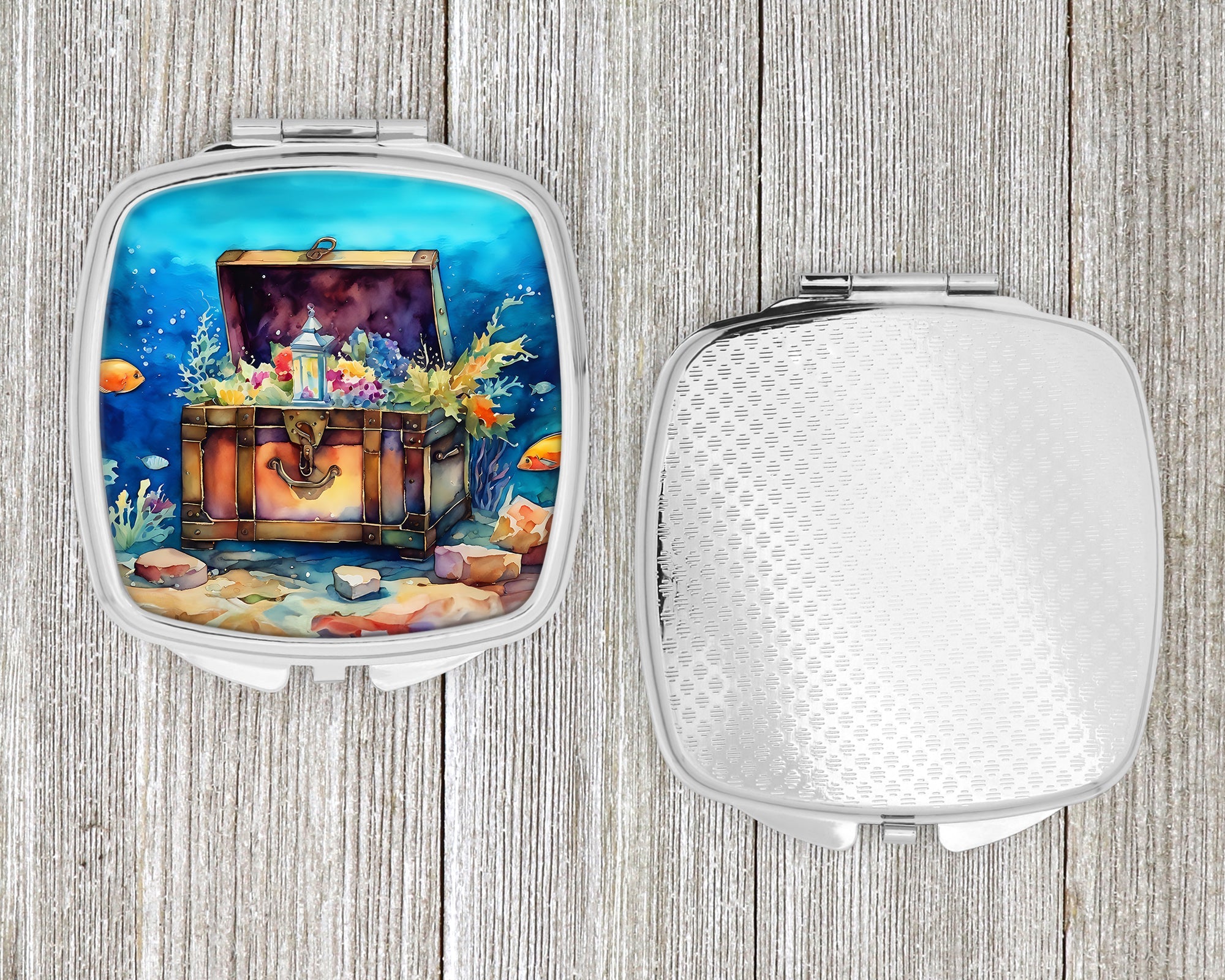 Treasure Chest Compact Mirror Decorative Travel Makeup Mirror for Women Girls Gifts Pocket Makeup Mirror Folding Handheld