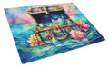 Treasure Chest Cutting Board Tempered Glass Kitchen Cutting Surface, Heat Resistant Chopping, Non-Slip Feet, Food Prep & Serving