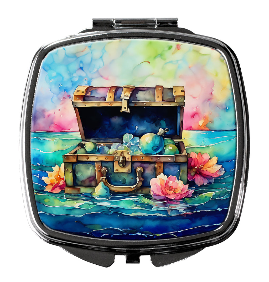 Treasure Chest Compact Mirror Decorative Travel Makeup Mirror for Women Girls Gifts Pocket Makeup Mirror Folding Handheld
