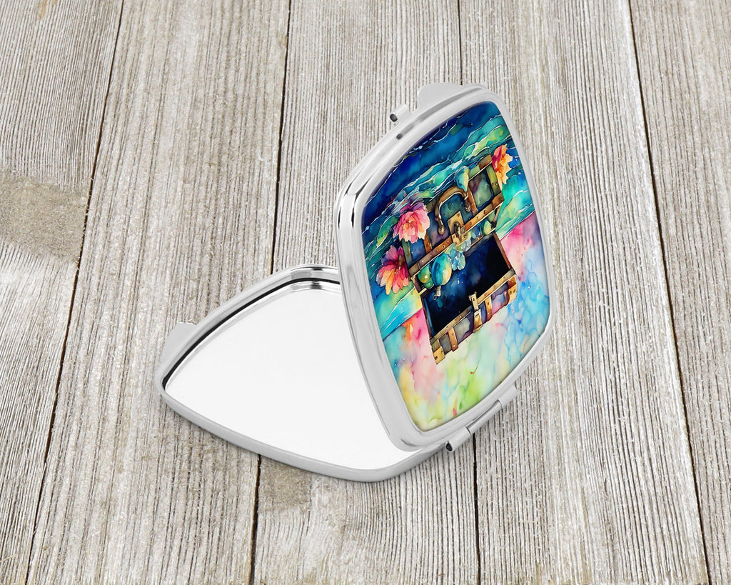 Treasure Chest Compact Mirror Decorative Travel Makeup Mirror for Women Girls Gifts Pocket Makeup Mirror Folding Handheld