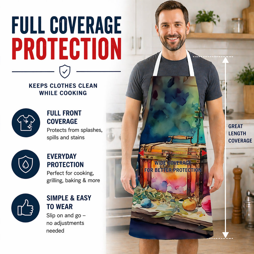 Treasure Chest Apron Cooking Kitchen Server Baking Crafts Gardening for Adult Women Men, Unisex, Large, Multicolor