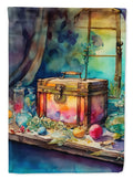 Treasure Chest House Flag 28x40 Porch Sleeve Pole Decorative Outside Yard Banner Artwork Wall Hanging, Polyester