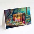 Treasure Chest Greeting Cards Pack of 8 Blank Cards with Envelopes Whimsical A7 Size 5x7