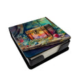 Treasure Chest PU Leather Note Paper Holder with Artist-Designed Cover, Desk Accessory, Office Gift