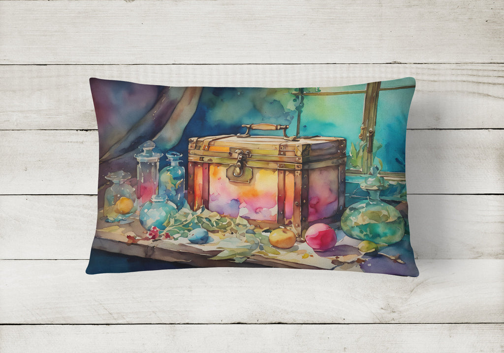 Treasure Chest Decorative Throw Pillow 12x16 Indoor Outdoor Accent Cushion, Fabric Cover with Insert for Sofa, Bed, Porch & Living Room