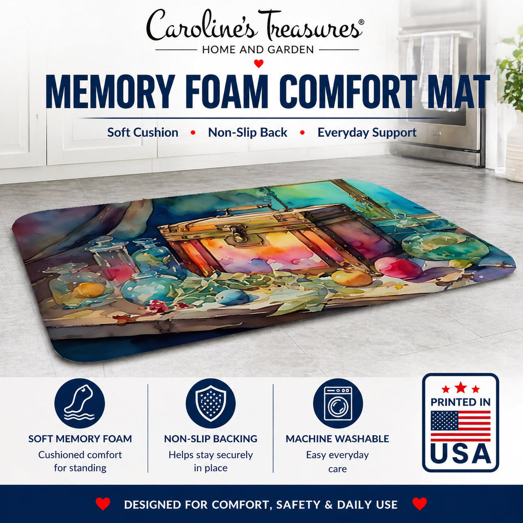 Treasure Chest Memory Foam Kitchen Mat Machine Washable Anti-Fatigue Cushion Comfort Bath or Kitchen Rug
