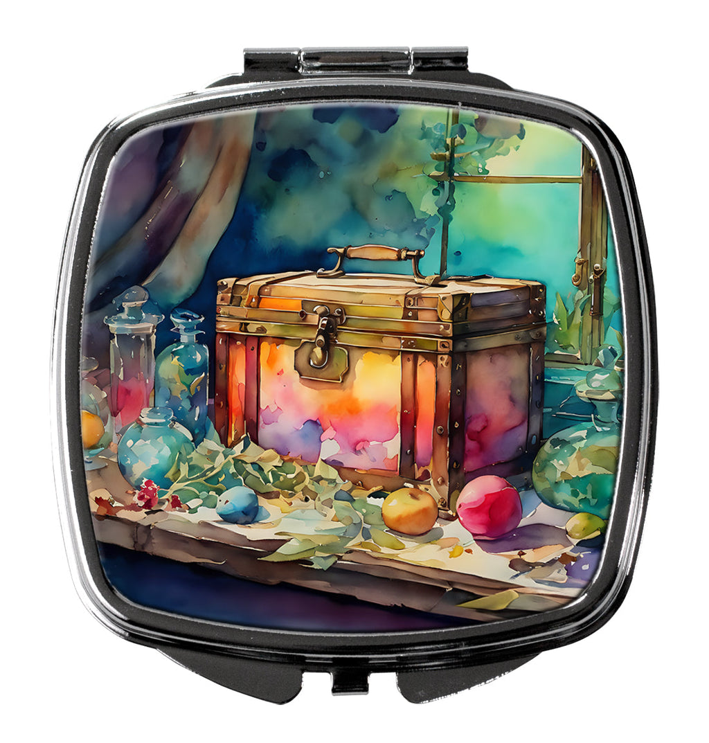 Treasure Chest Compact Mirror Decorative Travel Makeup Mirror for Women Girls Gifts Pocket Makeup Mirror Folding Handheld