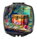 Treasure Chest Compact Mirror Decorative Travel Makeup Mirror for Women Girls Gifts Pocket Makeup Mirror Folding Handheld
