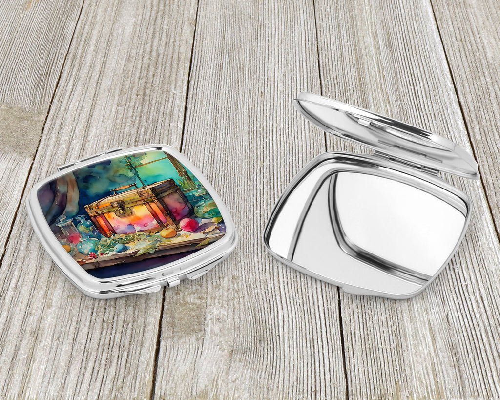 Treasure Chest Compact Mirror Decorative Travel Makeup Mirror for Women Girls Gifts Pocket Makeup Mirror Folding Handheld